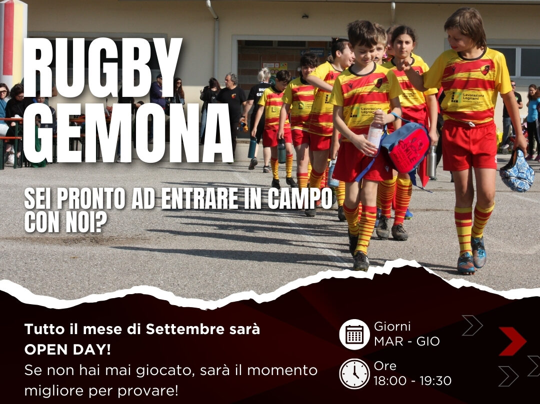 Rugby Gemona: Open Day per tutto Settembre!